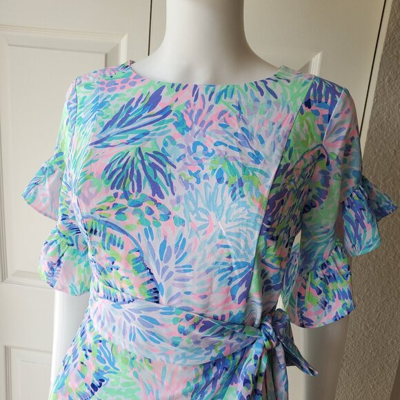 Lilly Pulitzer Dariah Size 2 Mini Short Sleeve Wrap Dress - Picture 3 of 12